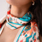Leah Floral Neck Scarf In Teal Mix
