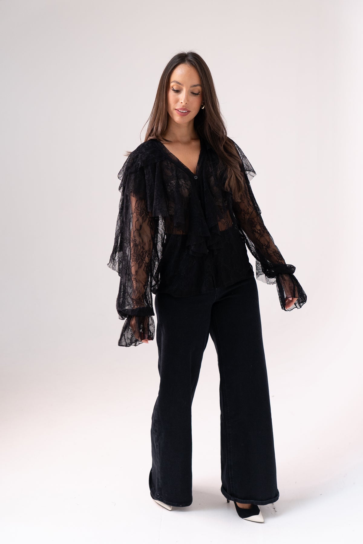 Leah Lace Blouse In Black