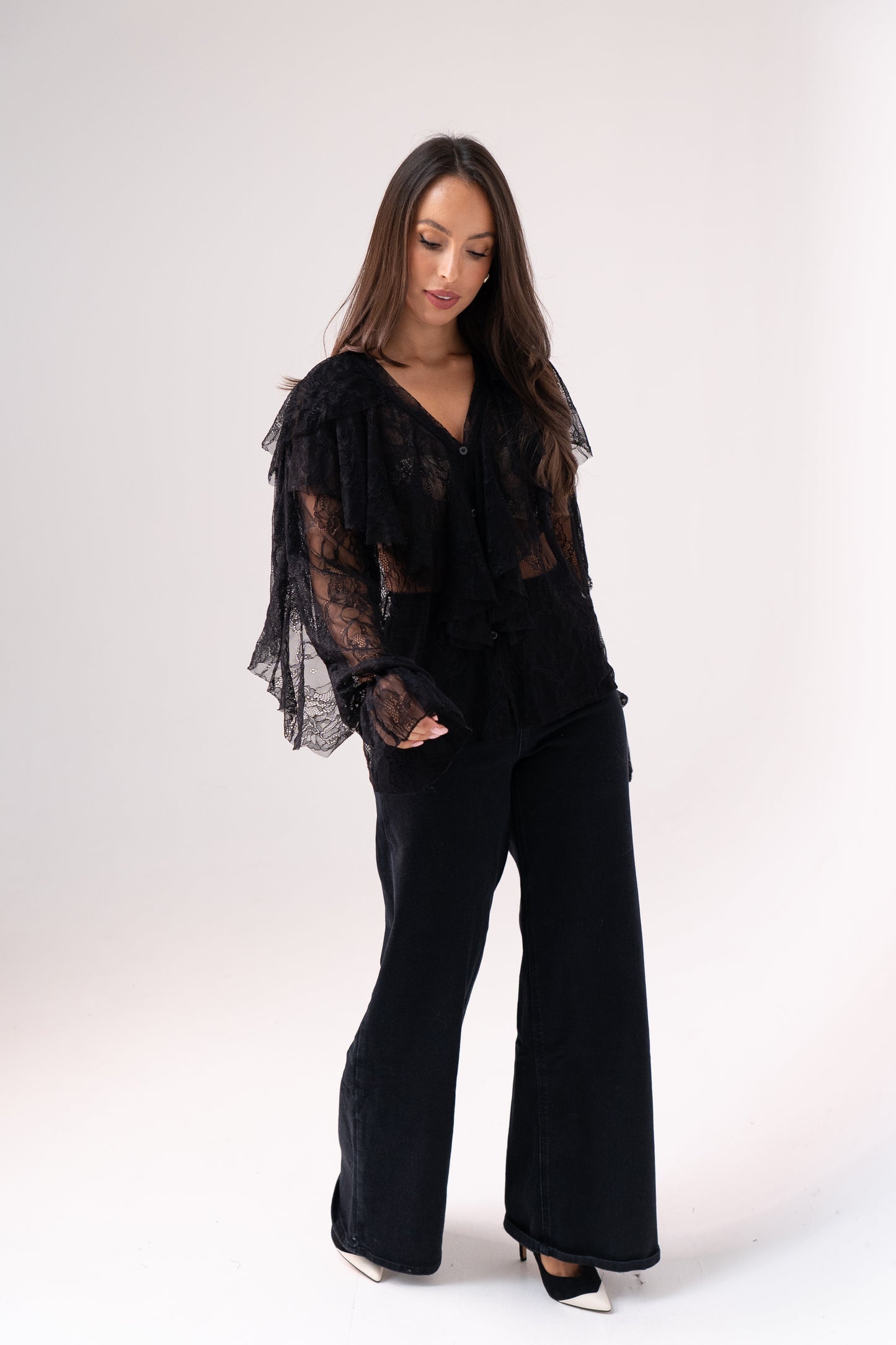 Leah Lace Blouse In Black