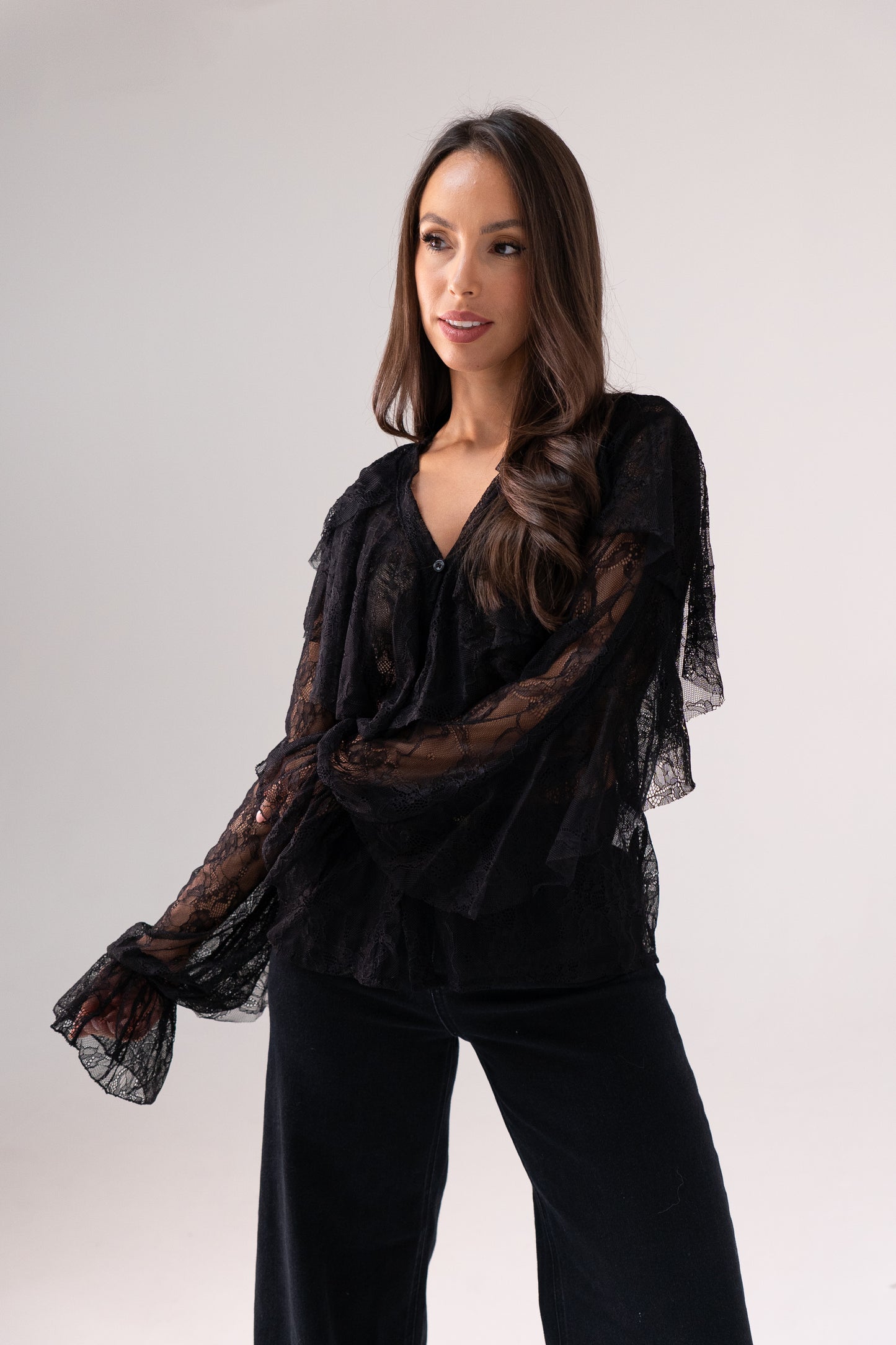 Leah Lace Blouse In Black