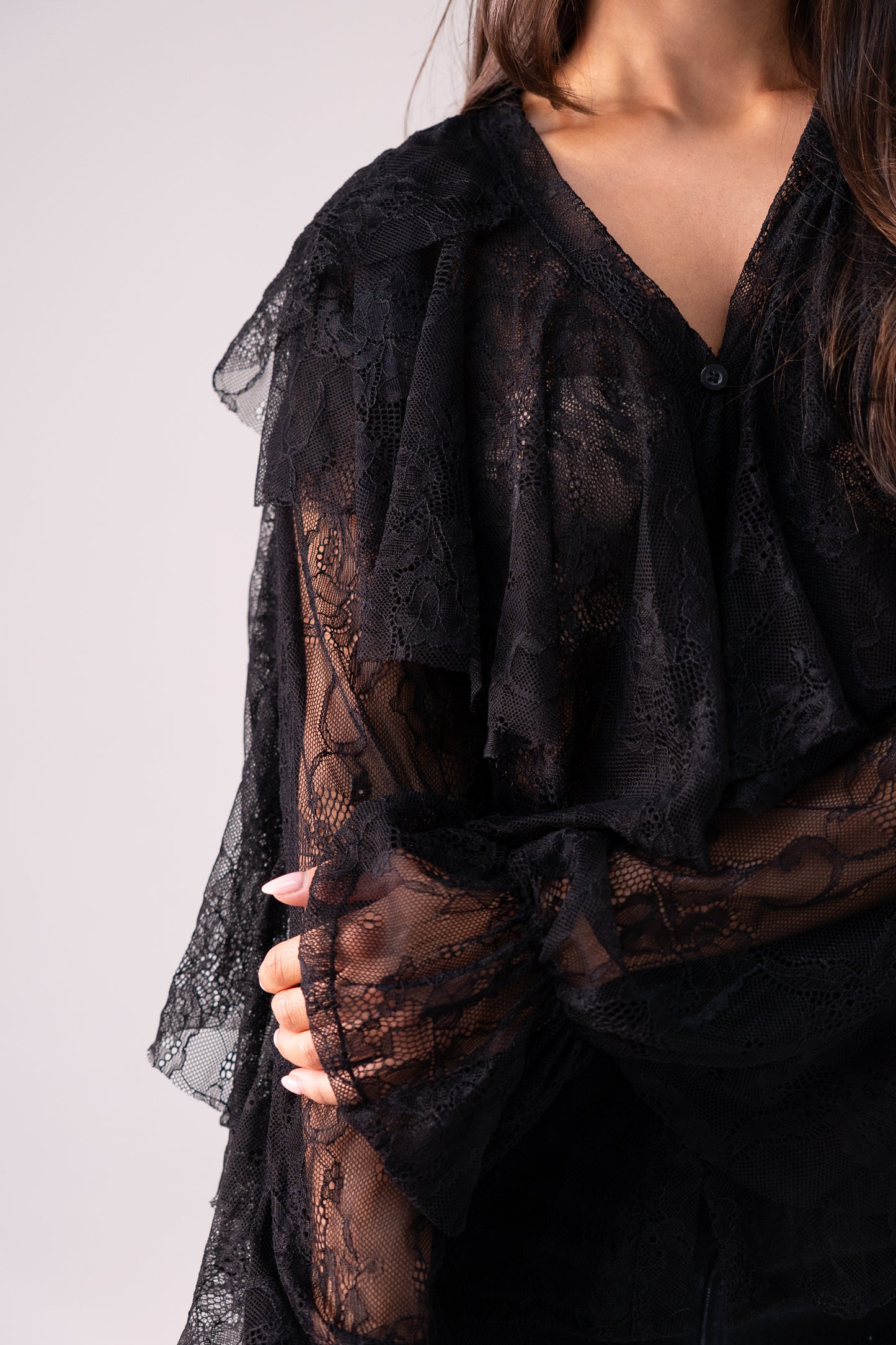 Leah Lace Blouse In Black