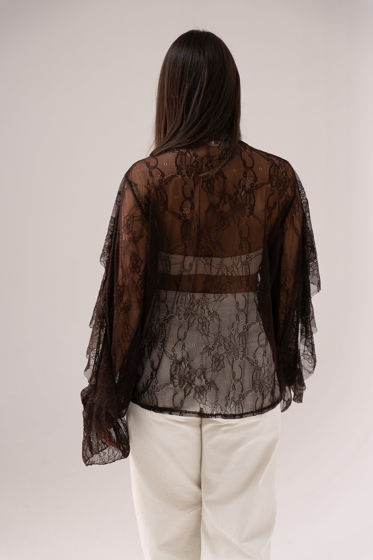 Leah Lace Blouse In Chocolate