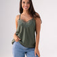 Leah Lace Trim Cami In Khaki