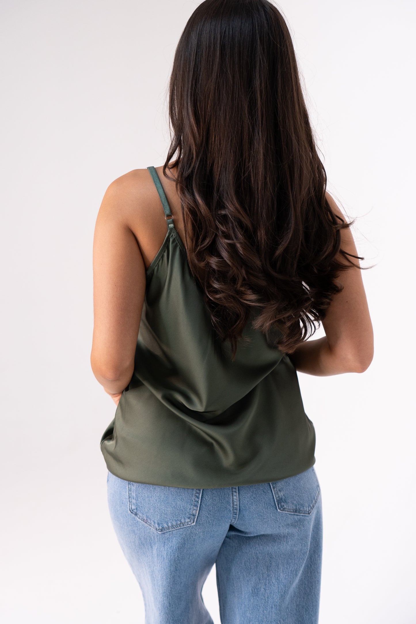 Leah Lace Trim Cami In Khaki