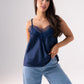 Leah Lace Trim Cami In Navy