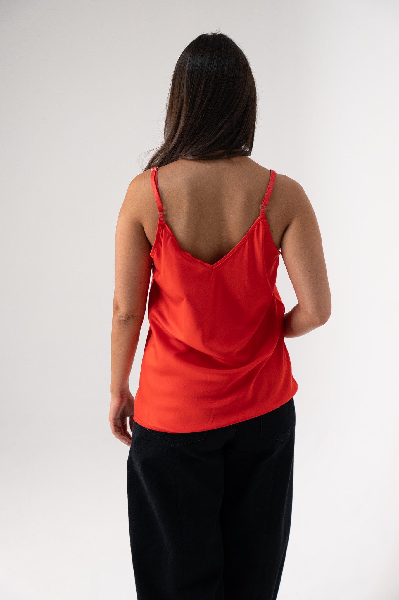 Leah Lace Trim Cami In Red