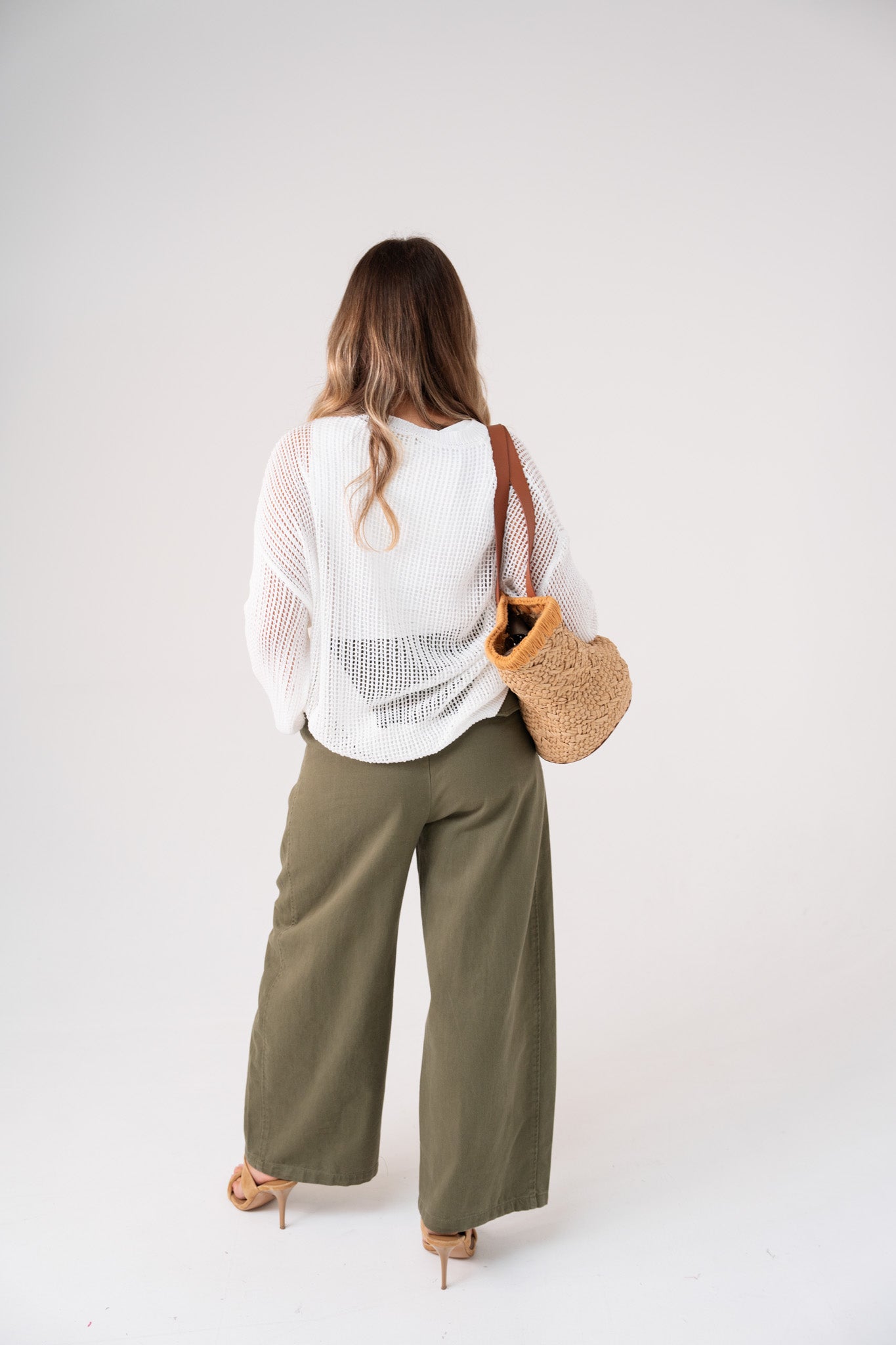 Leah Open Knit Jumper In White