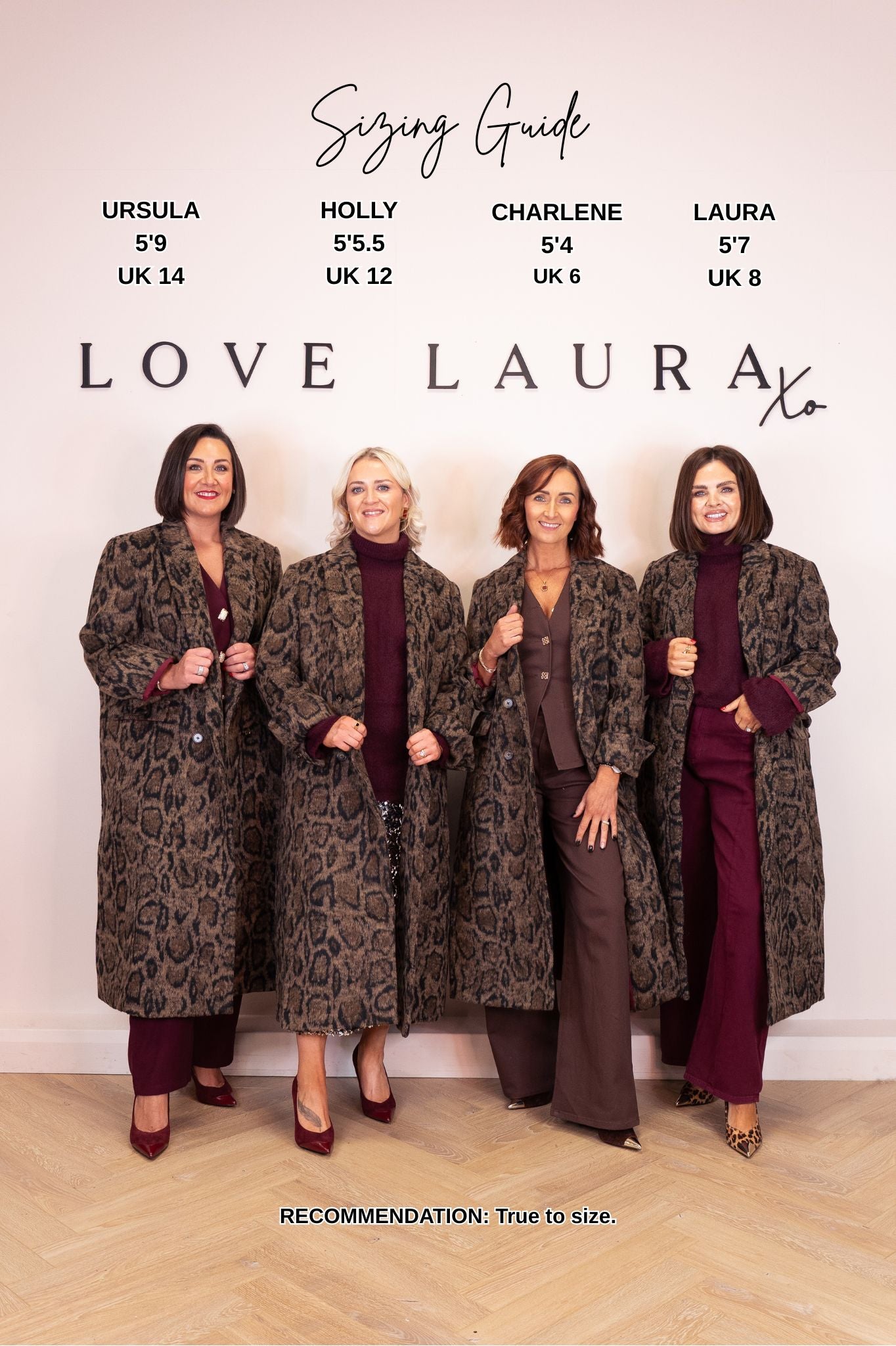 Love Laura Burgundy Lined Coat In Leopard