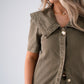 Love Laura Statement Collar Top In Olive