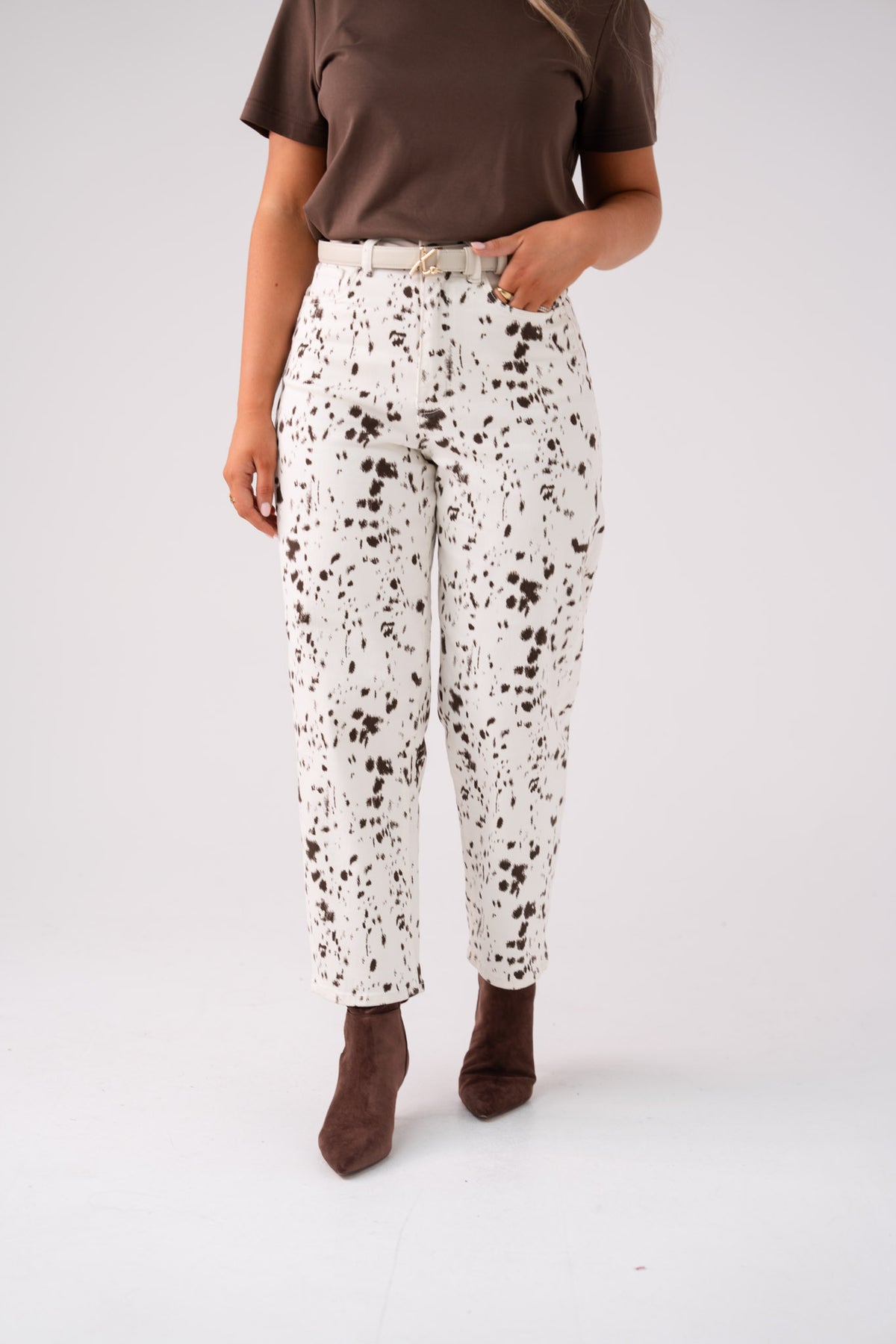 Love Laura Leopard Jeans In White