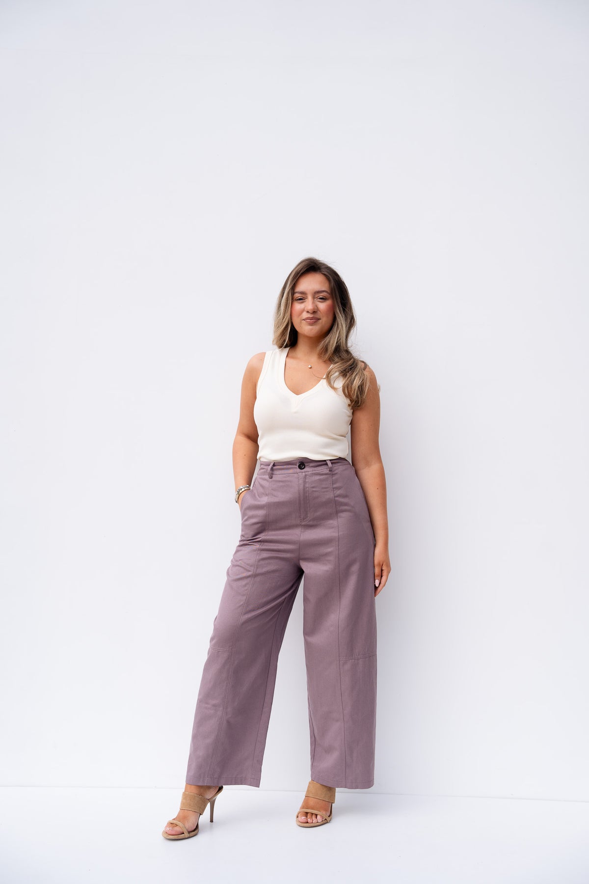 Love Laura Summer Trousers In Mauve