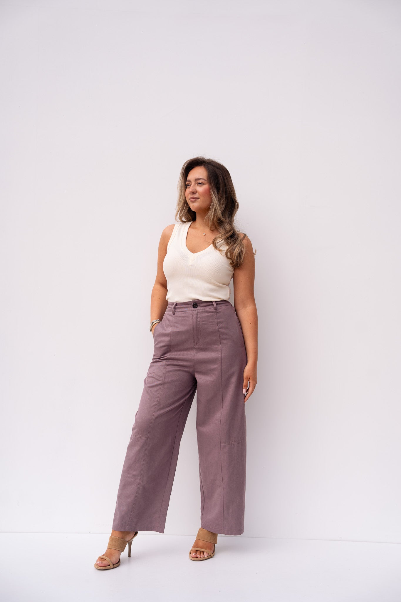 Love Laura Summer Trousers In Mauve