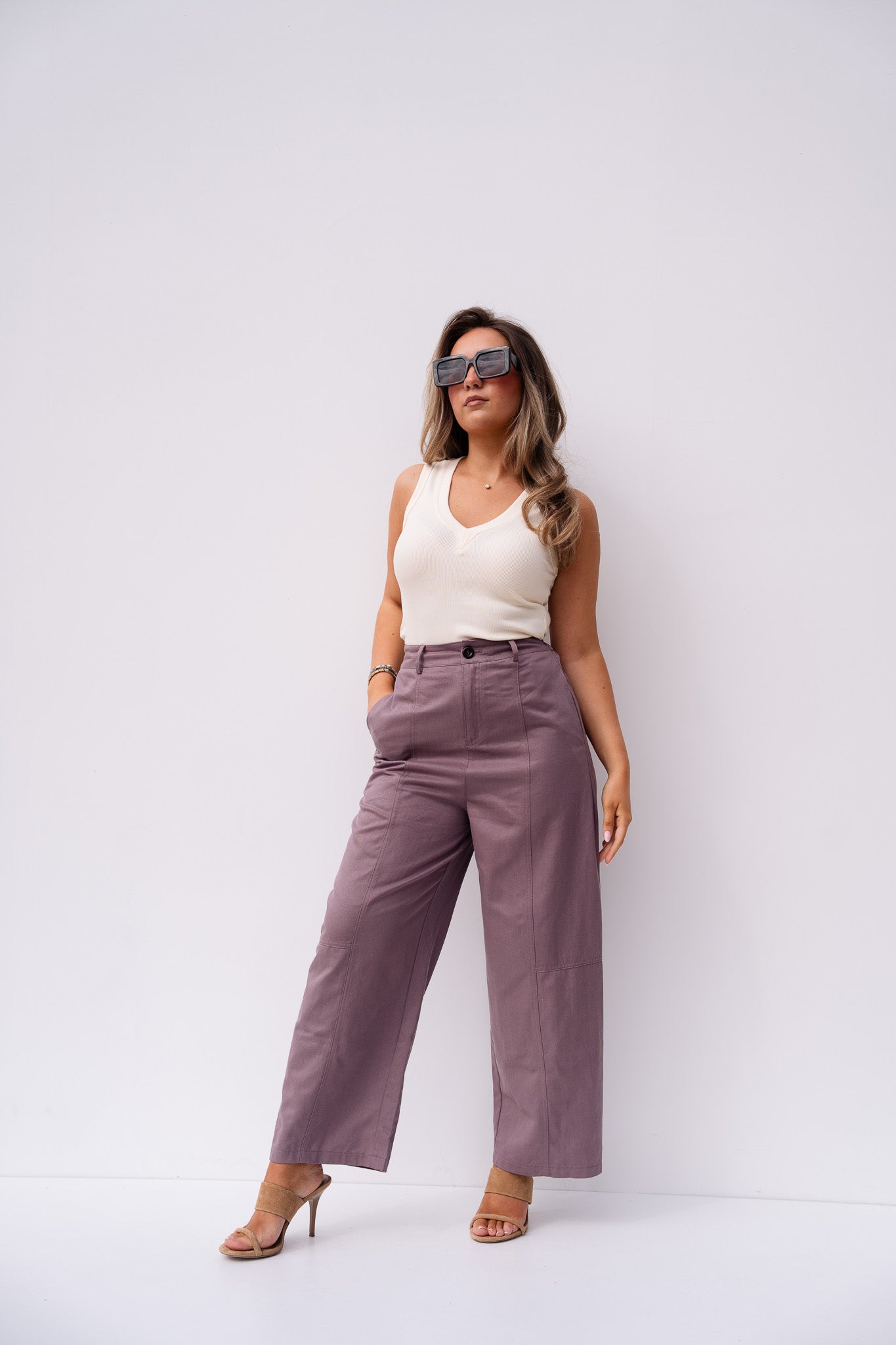 Love Laura Summer Trousers In Mauve