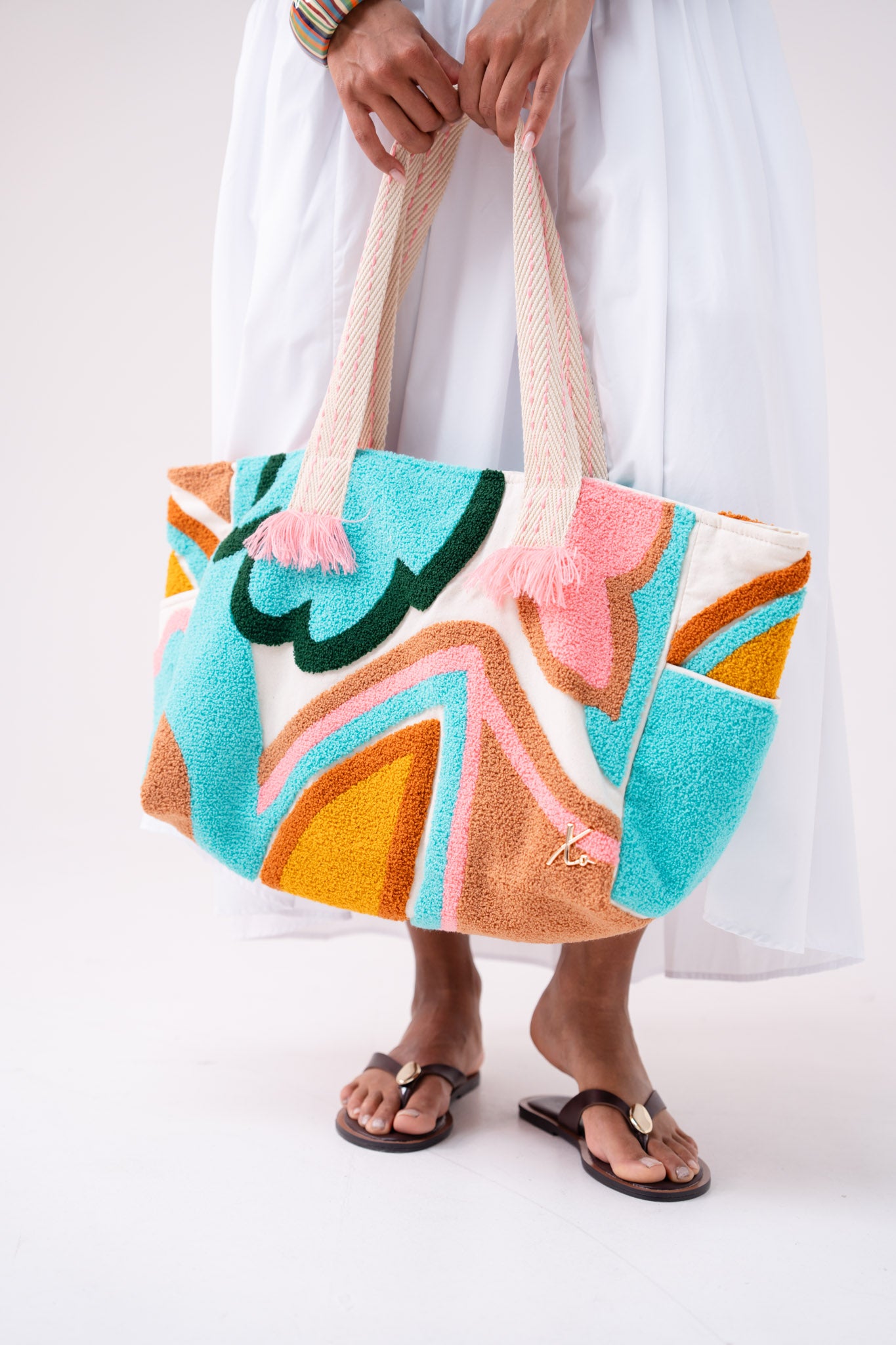 Love Laura Embroidered Tote Bag In Multi