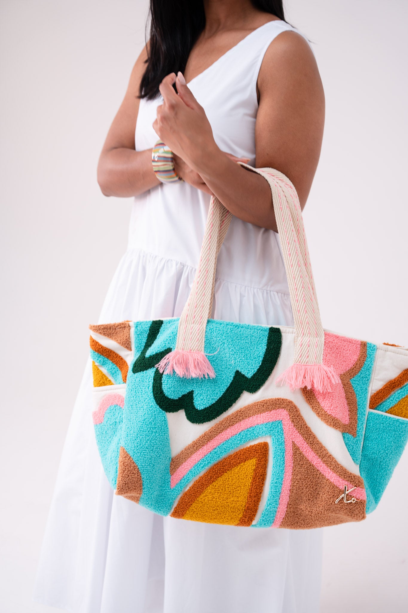 Love Laura Embroidered Tote Bag In Multi