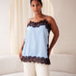 Love Laura Contrast Lace Trim Cami In Blue