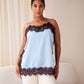 Love Laura Contrast Lace Trim Cami In Blue