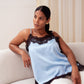 Love Laura Contrast Lace Trim Cami In Blue