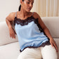 Love Laura Contrast Lace Trim Cami In Blue