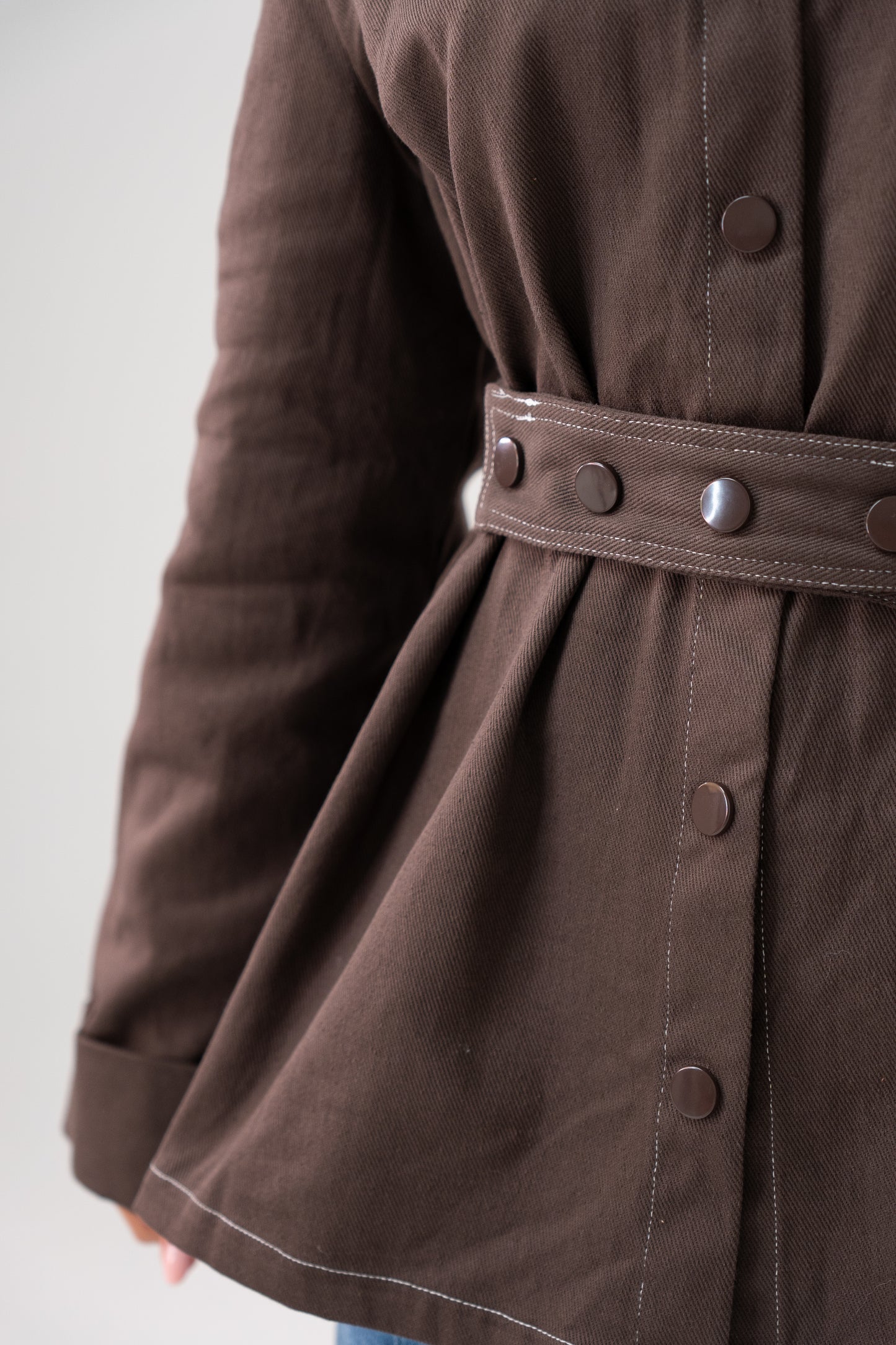 Love Laura Contrast Stitched Shirt In Chocolate