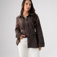 Love Laura Contrast Stitched Shirt In Chocolate