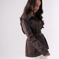 Love Laura Contrast Stitched Shirt In Chocolate