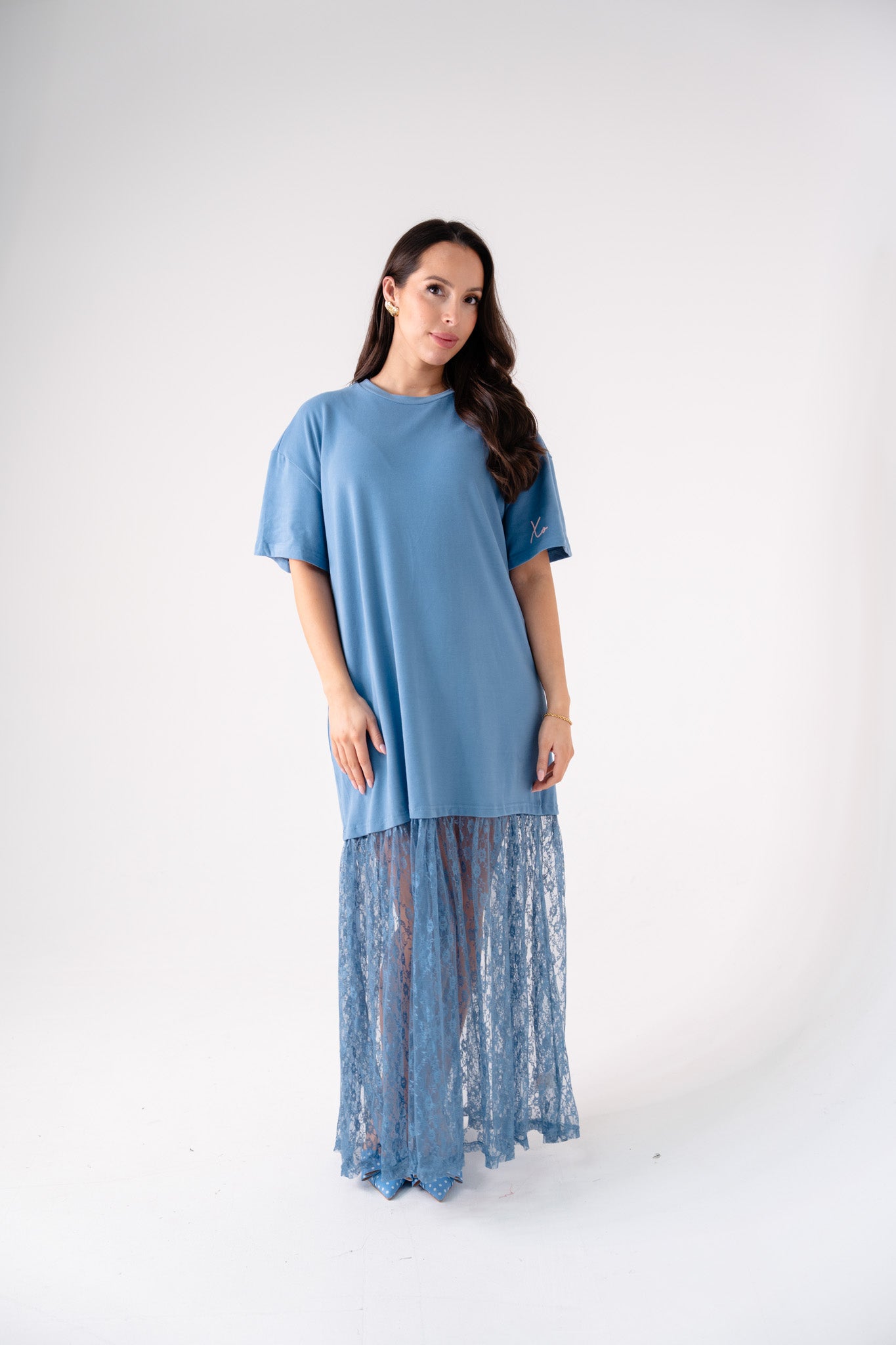 Love Laura Contrast T-Shirt Dress In Blue