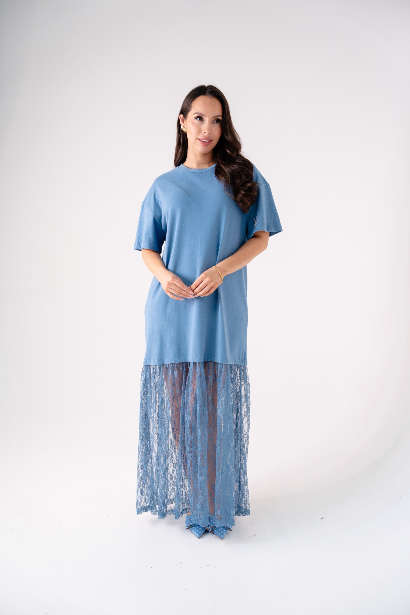 Love Laura Contrast T-Shirt Dress In Blue