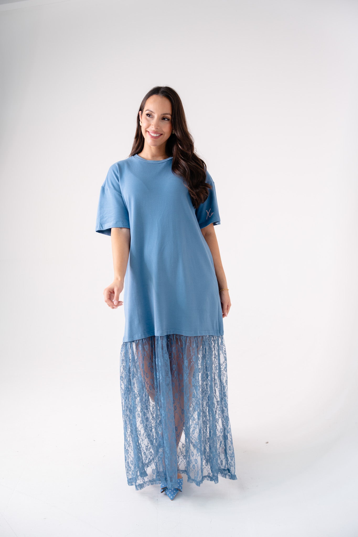 Love Laura Contrast T-Shirt Dress In Blue