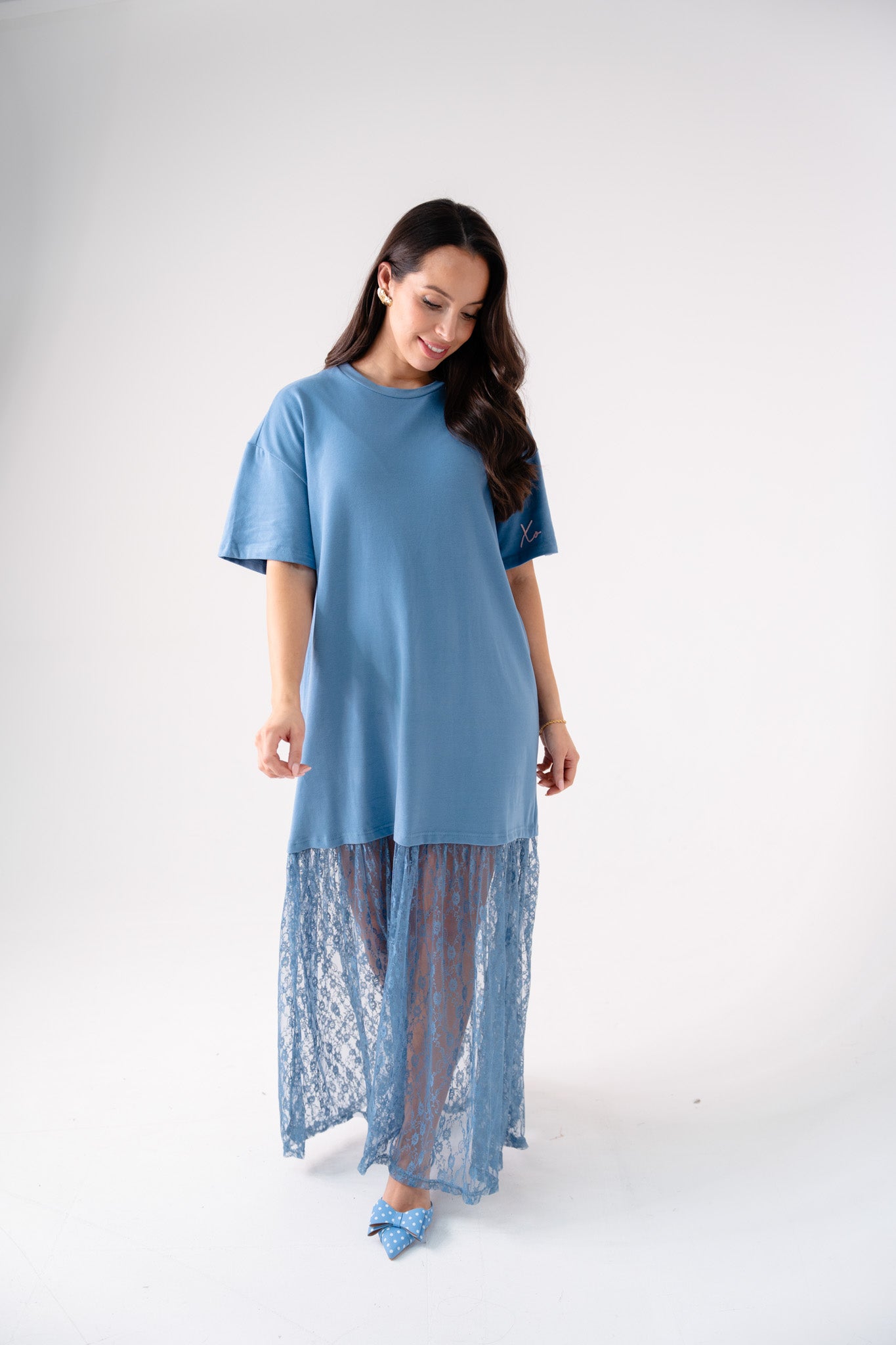 Love Laura Contrast T-Shirt Dress In Blue