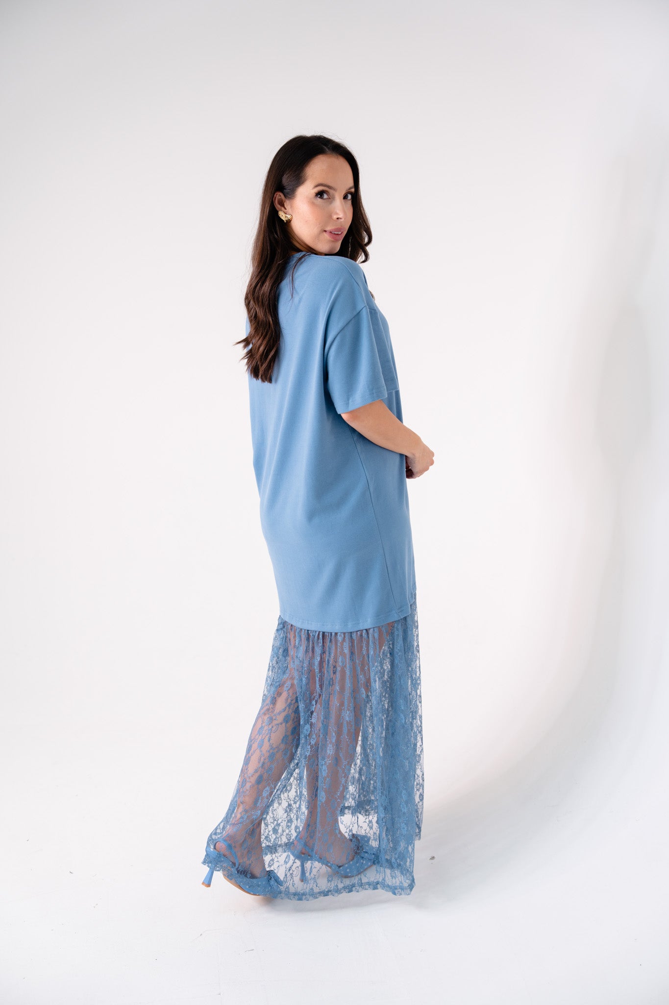 Love Laura Contrast T-Shirt Dress In Blue