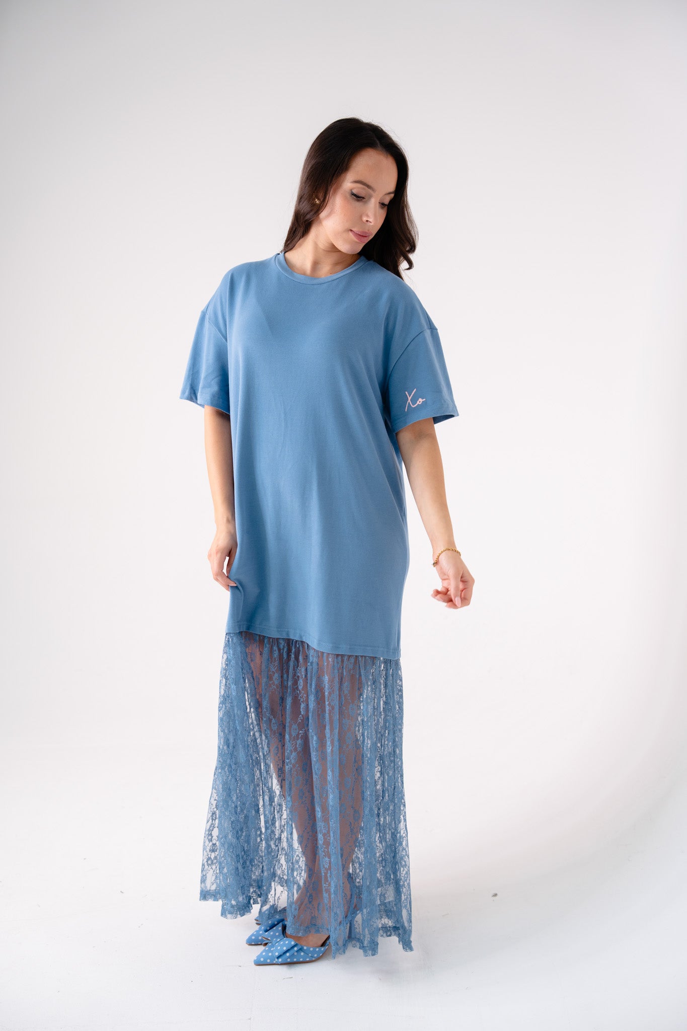 Love Laura Contrast T-Shirt Dress In Blue