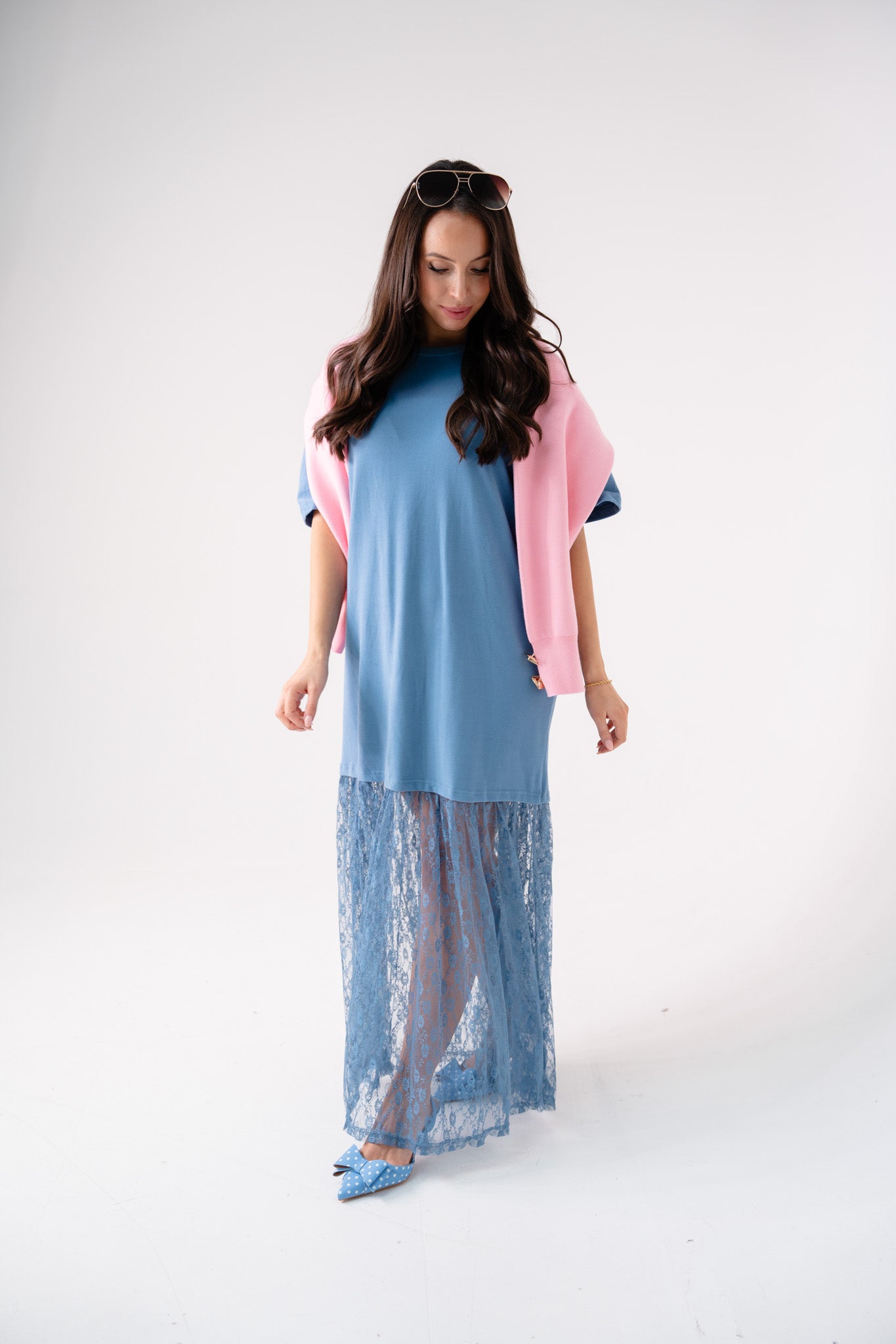 Love Laura Contrast T-Shirt Dress In Blue