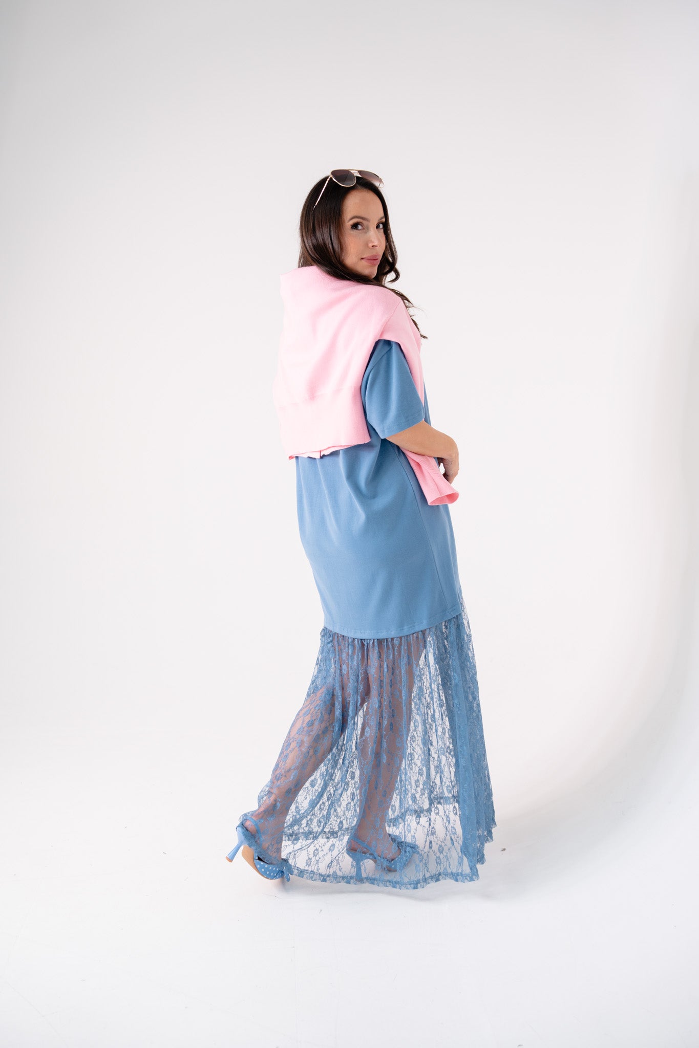 Love Laura Contrast T-Shirt Dress In Blue