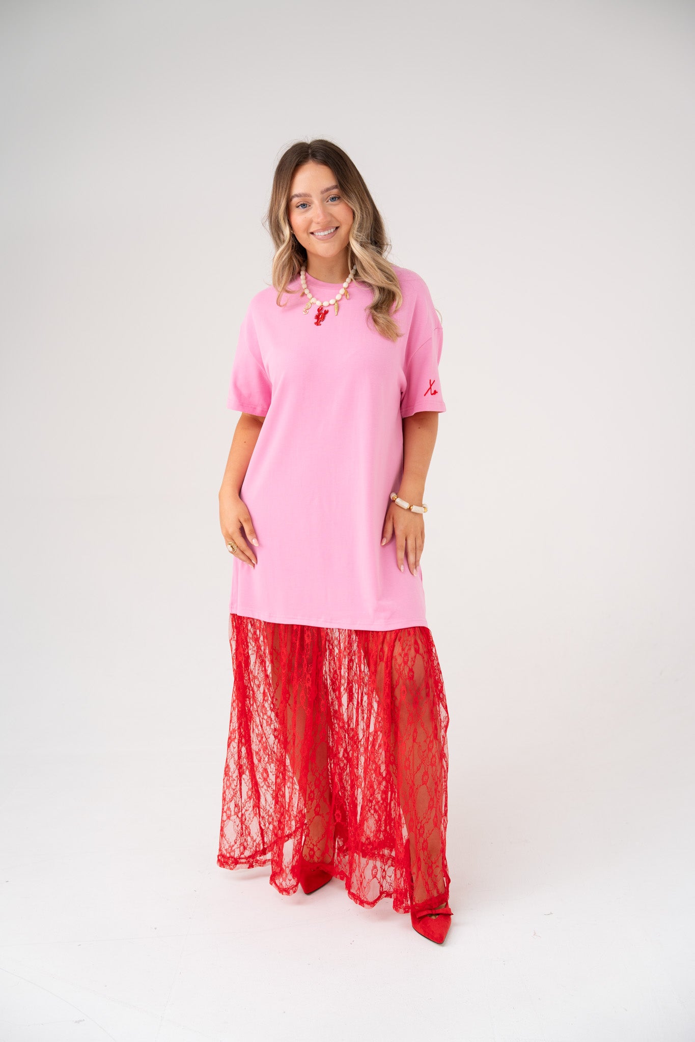 Love Laura Contrast T-Shirt Dress In Pink