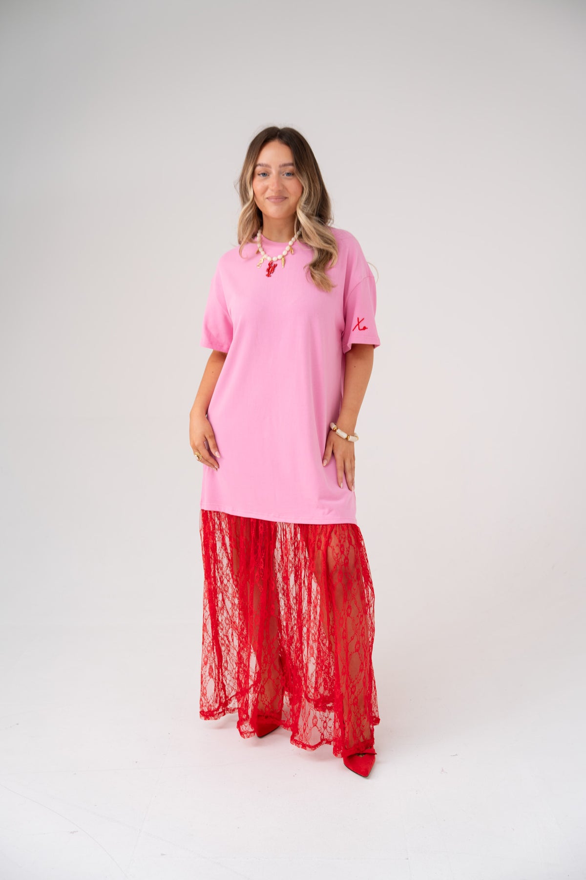 Love Laura Contrast T-Shirt Dress In Pink
