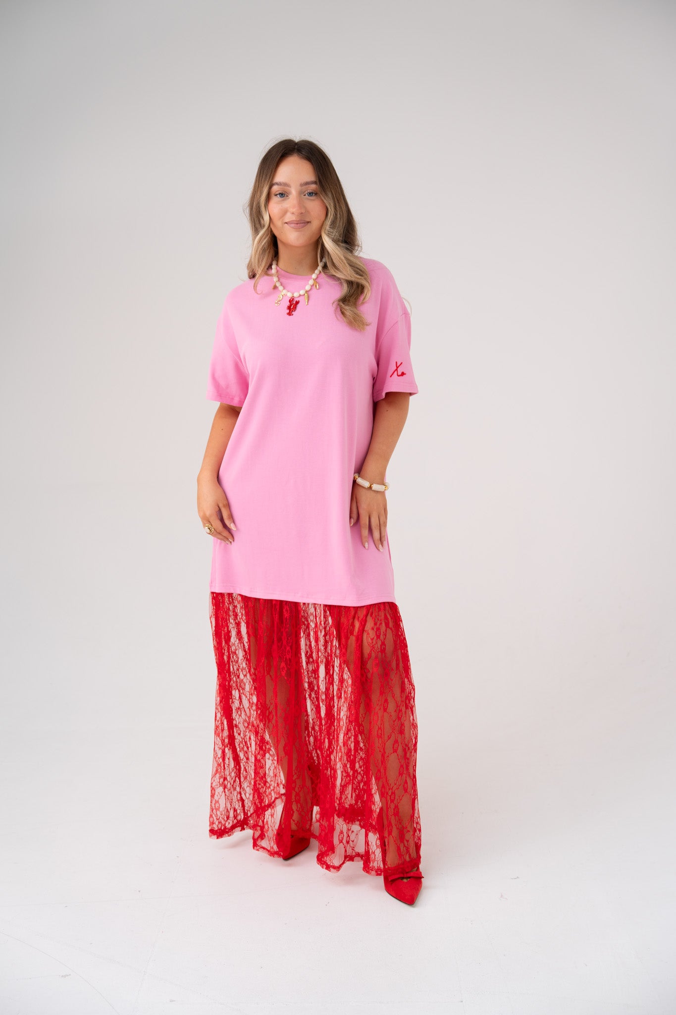 Love Laura Contrast T-Shirt Dress In Pink