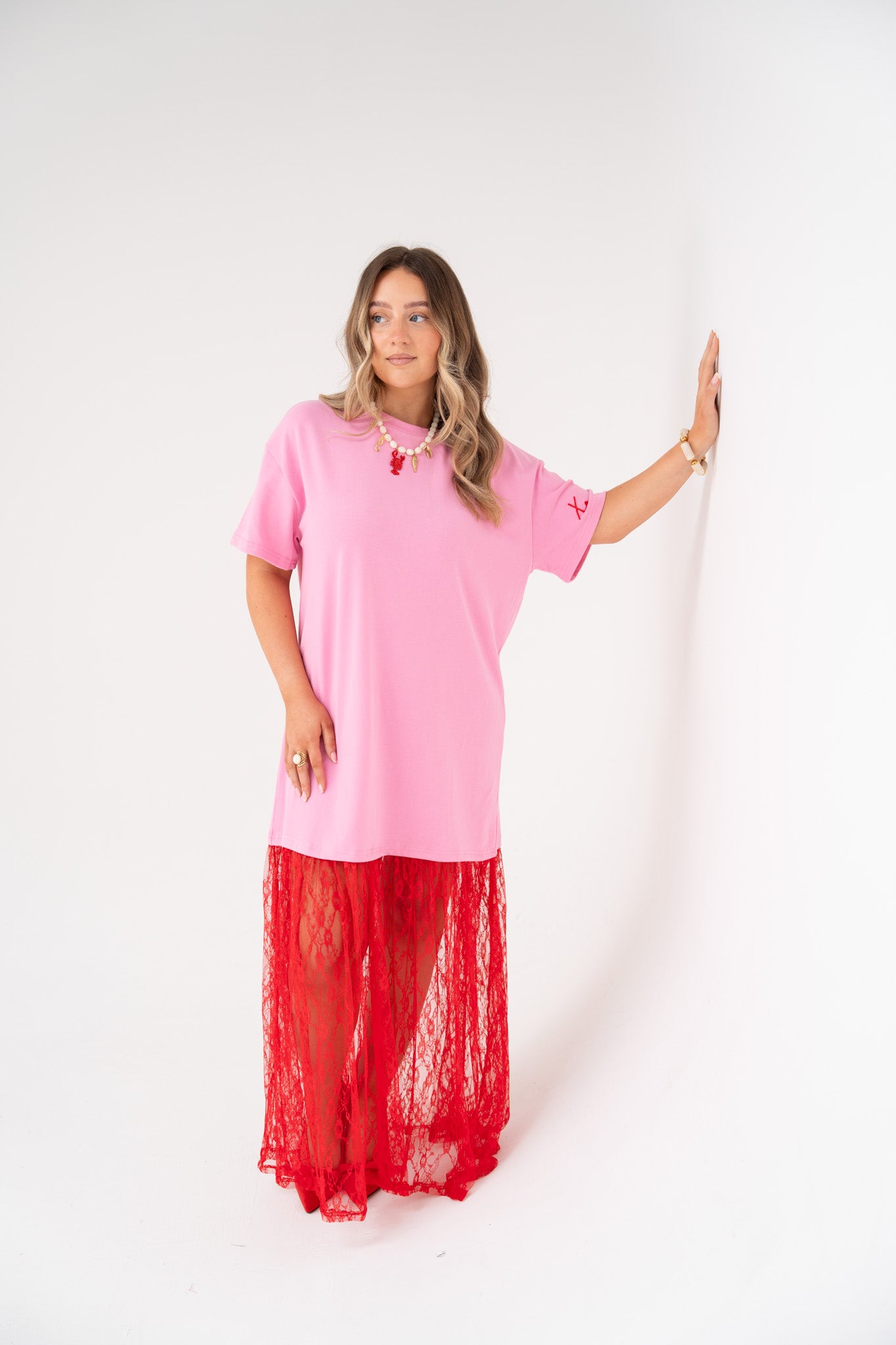 Love Laura Contrast T-Shirt Dress In Pink