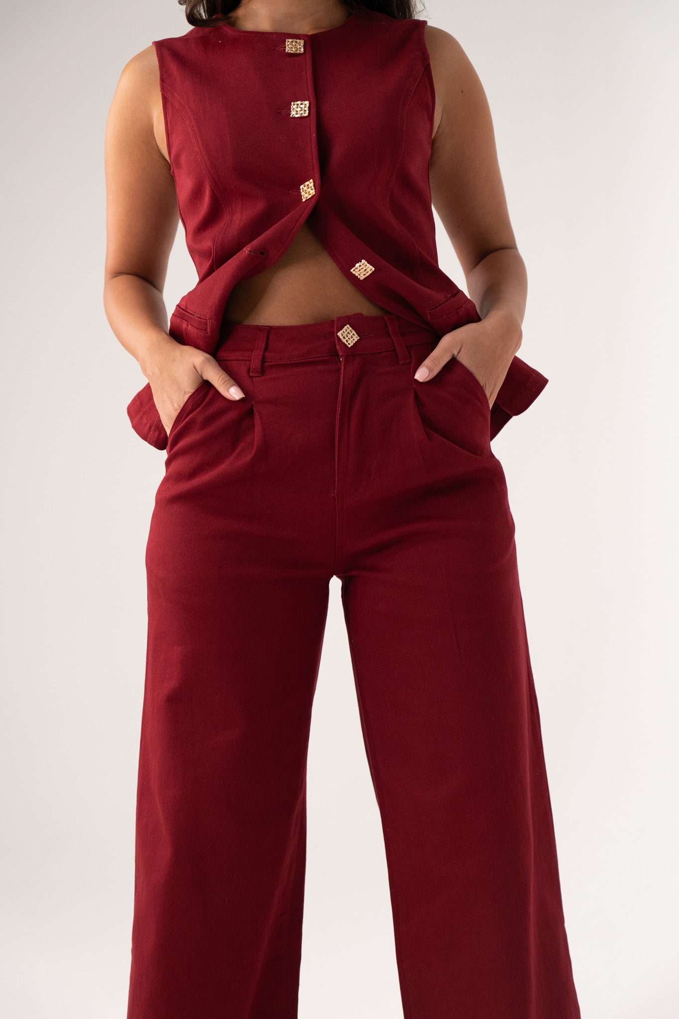 Love Laura Straight Leg Jeans In Burgundy