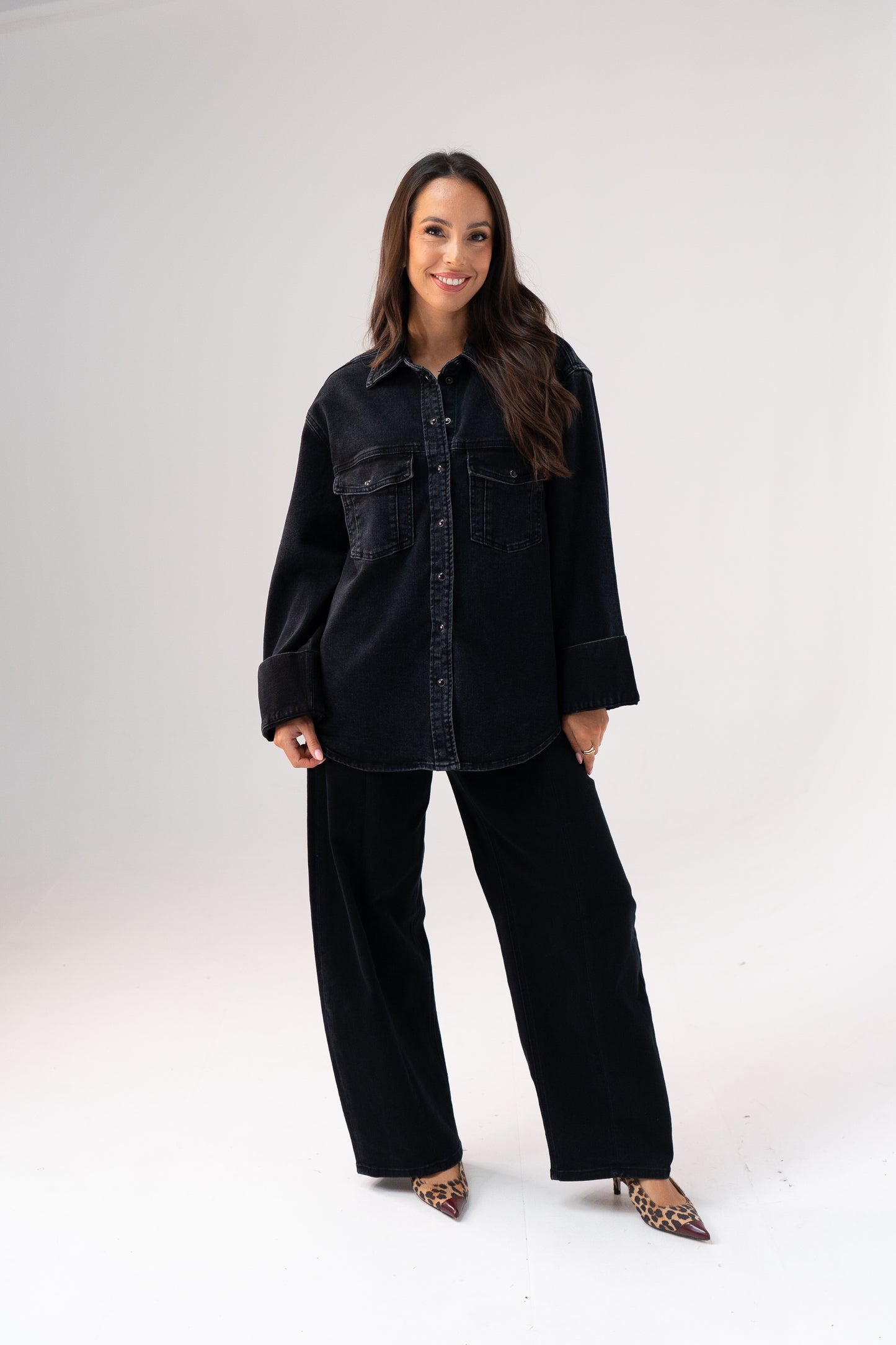 Love Laura Denim Shacket In Black Wash