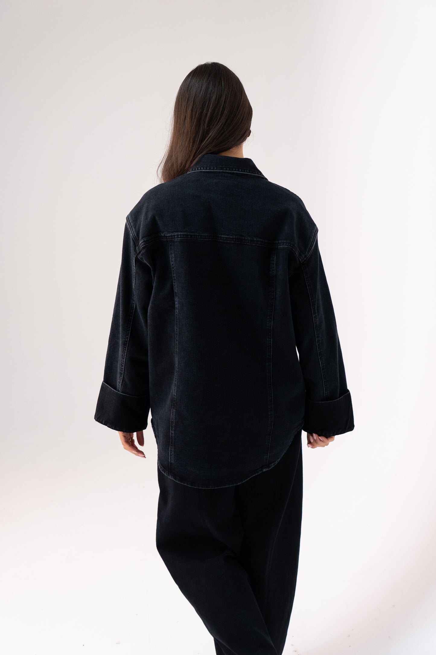 Love Laura Denim Shacket In Black Wash