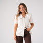 Love Laura Statement Collar Top In Cream