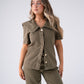 Love Laura Statement Collar Top In Olive