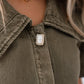 Love Laura Statement Collar Top In Olive