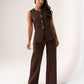 Love Laura Denim Waistcoat In Chocolate