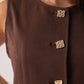 Love Laura Denim Waistcoat In Chocolate