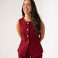 Love Laura Denim Waistcoat In Burgundy