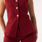 Love Laura Denim Waistcoat In Burgundy