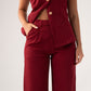 Love Laura Denim Waistcoat In Burgundy