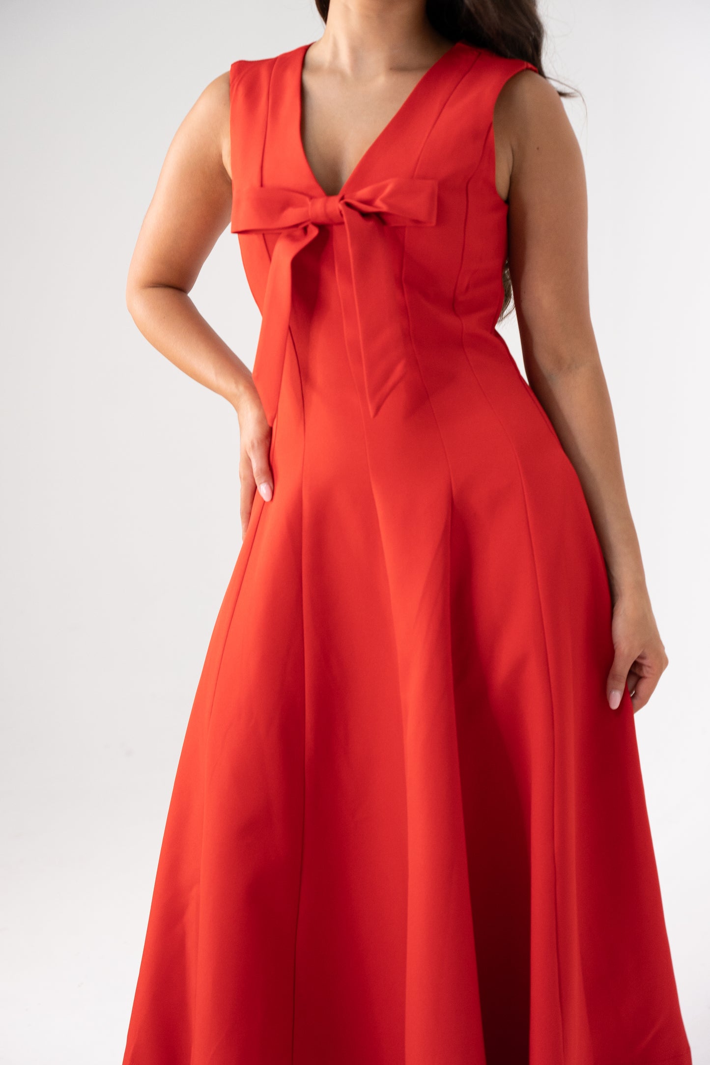 Love Laura Forever Bow Midi Dress In Red